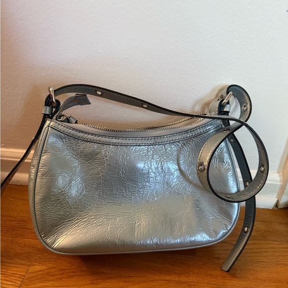 Guess Distressed Blue Metallic Chanera Mini Shoulder Bag - Picture 4 of 4